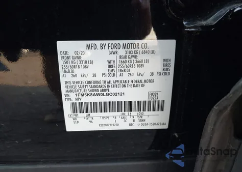 2020 Ford Police Interceptor from USA, damaged, VIN 1FM5K8AW0LGC02121